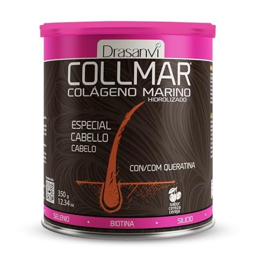 Drasanvi COLLMAR Colágeno Marino Hidrolizado + Biotina, Queratina, Selenio, Zinc y Extracto de Bambú | Cabellos Débiles y Finos| | Alta Dosis 5.000 mg/día | 350g de Polvo = 35 Días | Sabor Cereza