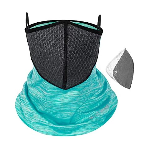 Ice Silk Balaclava, Neck Gaiter with Safety Filter, Multifunctional Scarf, UV/Dust Protection Face Cover, Stretchy Breathable Sweat-absorbent, Unisex Bandana, Headwrap for Running Cycling Motorcycle Cover