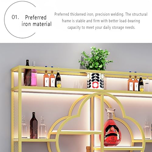 Étagère à vin murale industrielle à LED avec support verres - 3