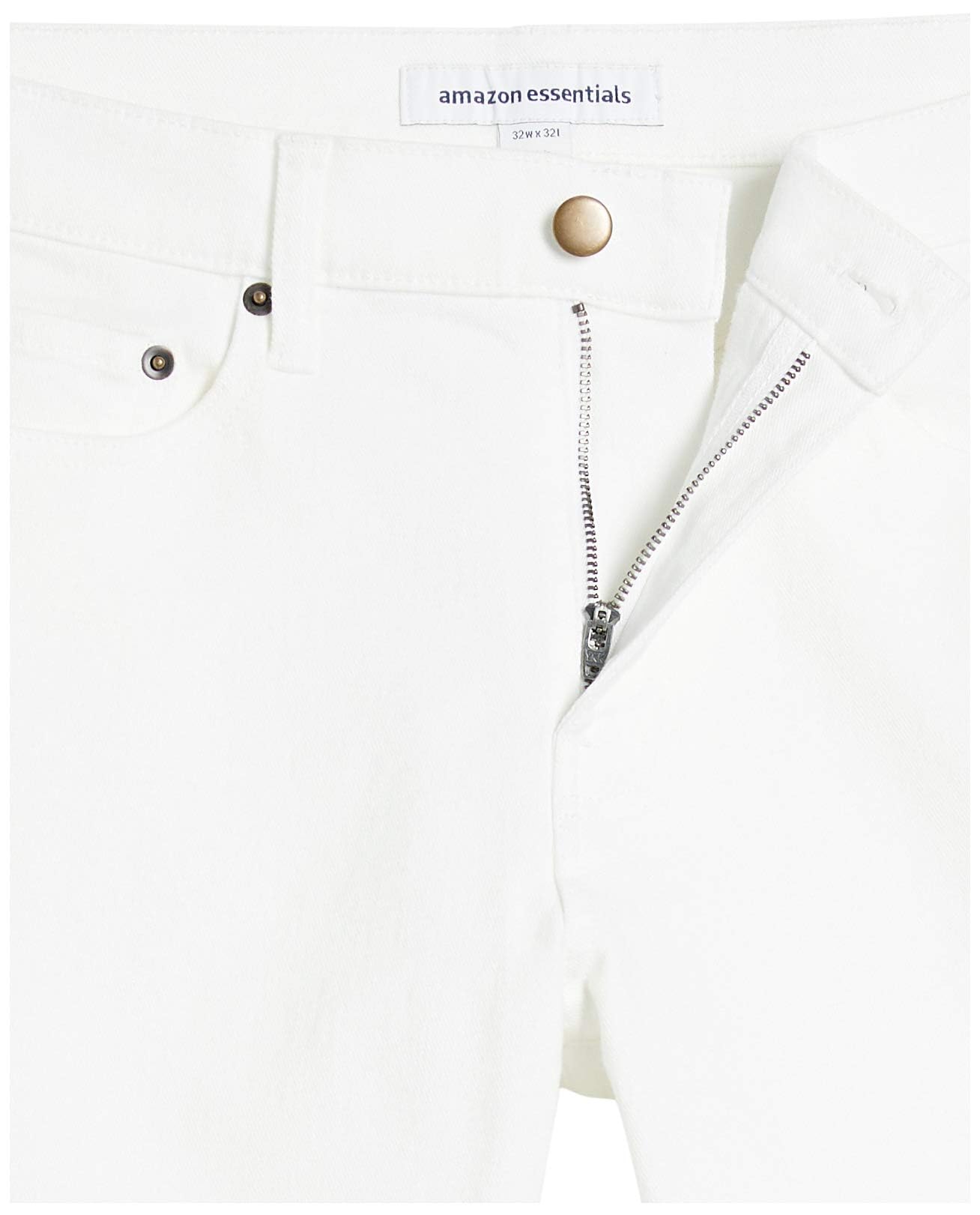 Amazon Essentials Vaqueros Ajustados - Colores interrumpidos Hombre, Blanco Brillante, 32W / 29L