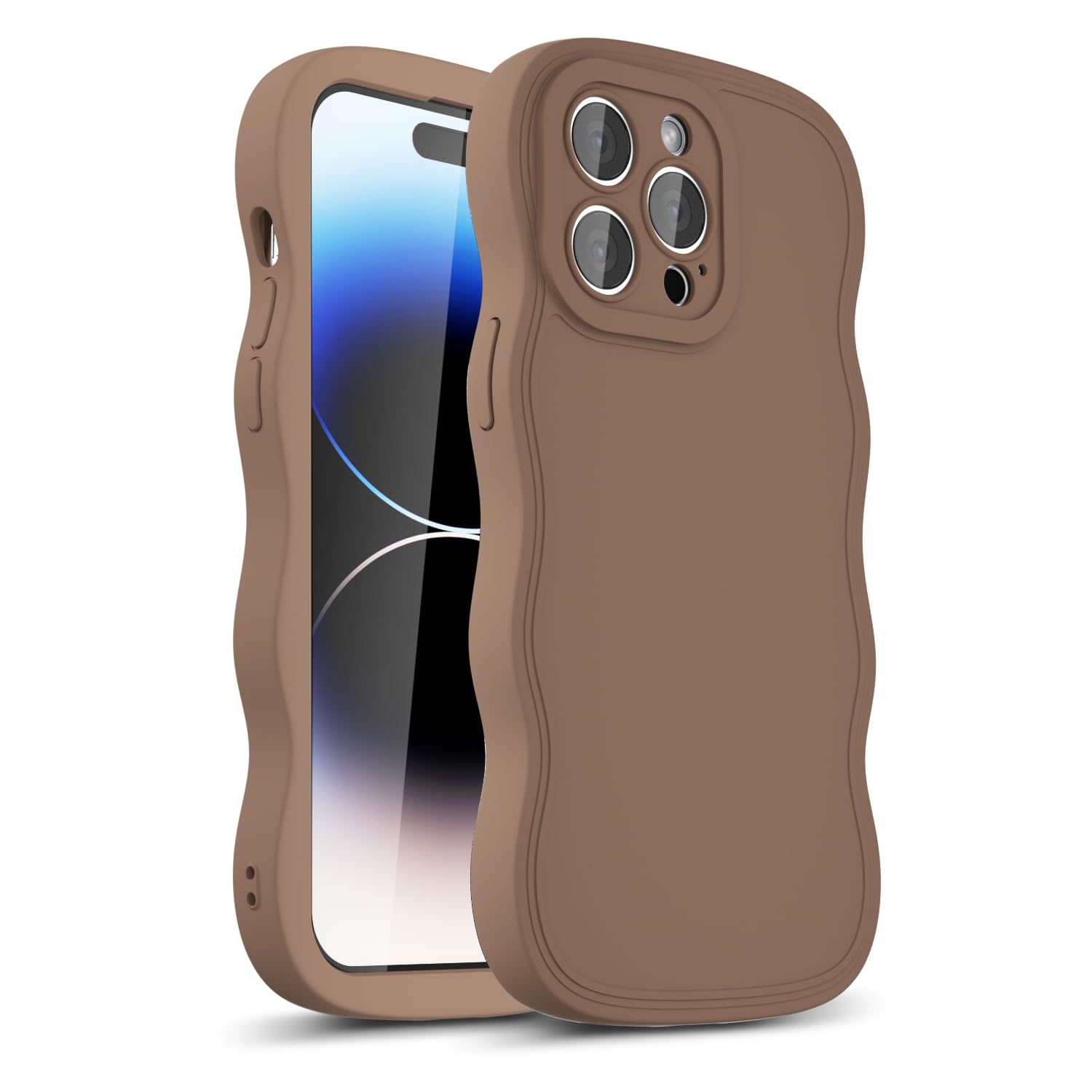 LoeoeL Girly Case for iPhone 14 Pro Silicone, Wavy 14 Pro Phone Case for Women, Curly Wave Cute Y2k Ripple Aesthetic Design, Slim Soft Rubber Jelly