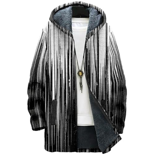 MARSVOVO Ethnic Retro Mens Hooded Cloak Cardigan Long Fleece Lined Slim Fitted Casual Warm Outwear Jacket with Pockets