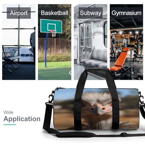 Cylindrical Gym Bag,Cute Ostrich Sports Gym Bag,Workout Bags,travel Weekender Bag,Duffle Travel Bag for Men Women, 17.7in/9in/9in, style3