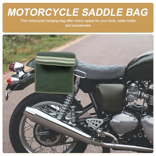Alforja lateral para motocicleta Kichvoe en lona color verde oliva 59x35x35 cm Bolso colgante para maletas de moto miniatura 7