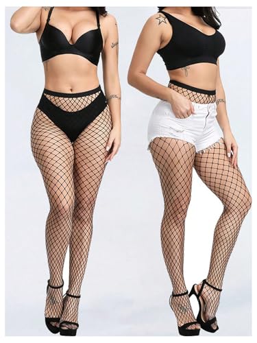 OYOANGLE Women's 4 Pairs Hollow Out Fishnet Mesh Tights See Through High Waist Sheer Pantyhose2