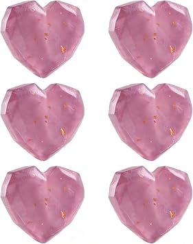 Pink Heart-Shaped Essential Oil Handmade Soap, 1.76 oz, Pack of 6-3-in-1 Body, Hand, and Face Cleanser for Soft, Smooth Skin - Perfect for Women, Men, Girls, Boys of All Ages, All Skin Types