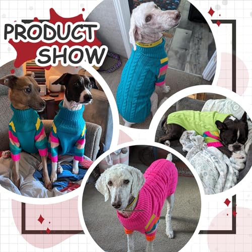 Image of Extra Large Dog Sweater, Turtleneck Pullover with Sleeve, Red 5XL