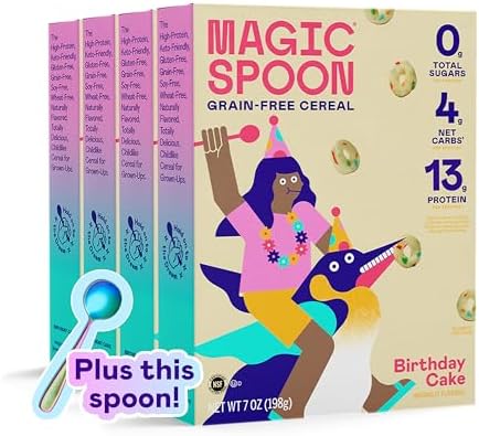 Magic Spoon Birthday Cake High Protein Cereal - Keto & Gluten Free - 4 Pack
