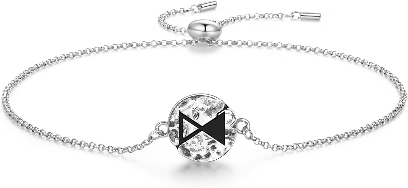Astrology Midheaven Symbolic Engraved 925 Sterling Silver Adjustable Slider Bracelet