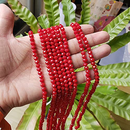 Image of 6mm Ceramic Red Rondelle Glass Beads for Jewelry Making, 720pcs Faceted Briolette Crytal Spacer Beads for Bracelet Necklace Earring