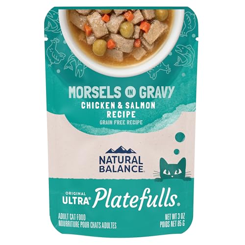 Natural Balance Original Ultra Platefulls Adult Grain-Free Wet Cat Food, Chicken & Salmon Recipe, 3 Ounce Pouch (Pack of 24)