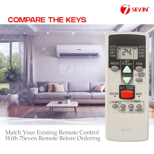 Image of 7SEVEN Compatible with O General AC Remote AR-RCD2E Model 123 Suitable for 1 1.5 2 Ton Spilt and Window Fujitsu Air Conditioner - Match Keys Exactly with Existing OGeneral AC Remote Controller
