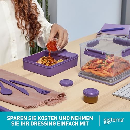 Sistema TO GO Dressingbehälter | Frischhaltedosen/Soßenbehälter mit Deckel | 35 ml | BPA-frei | blaue, grüne, pinke und violette Deckel… – Ansicht 2