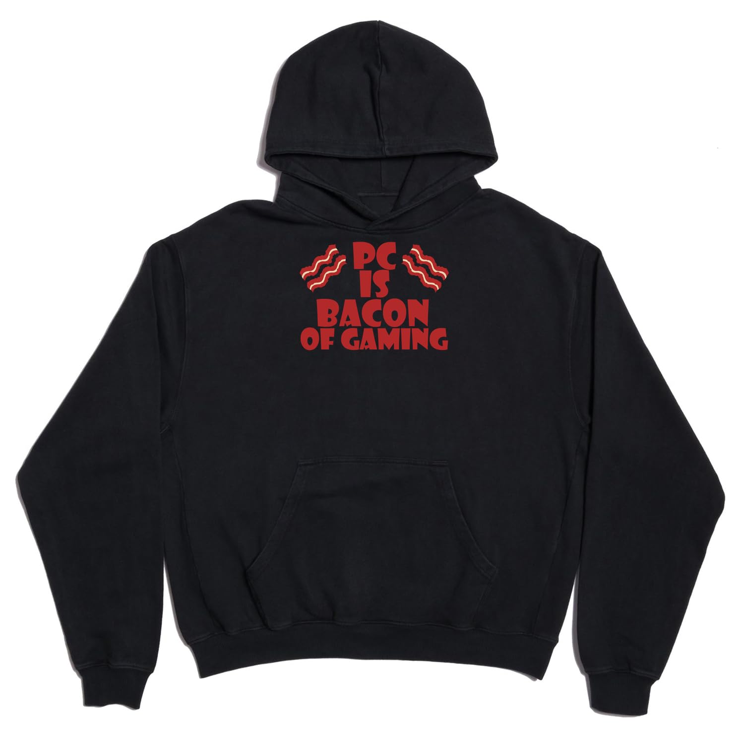 Pc Is Bacon Of Gaming Funny G A M E R S Graphic Design Unisex Oversize Felpa con cappuccio in misto cotone pesante nero S
