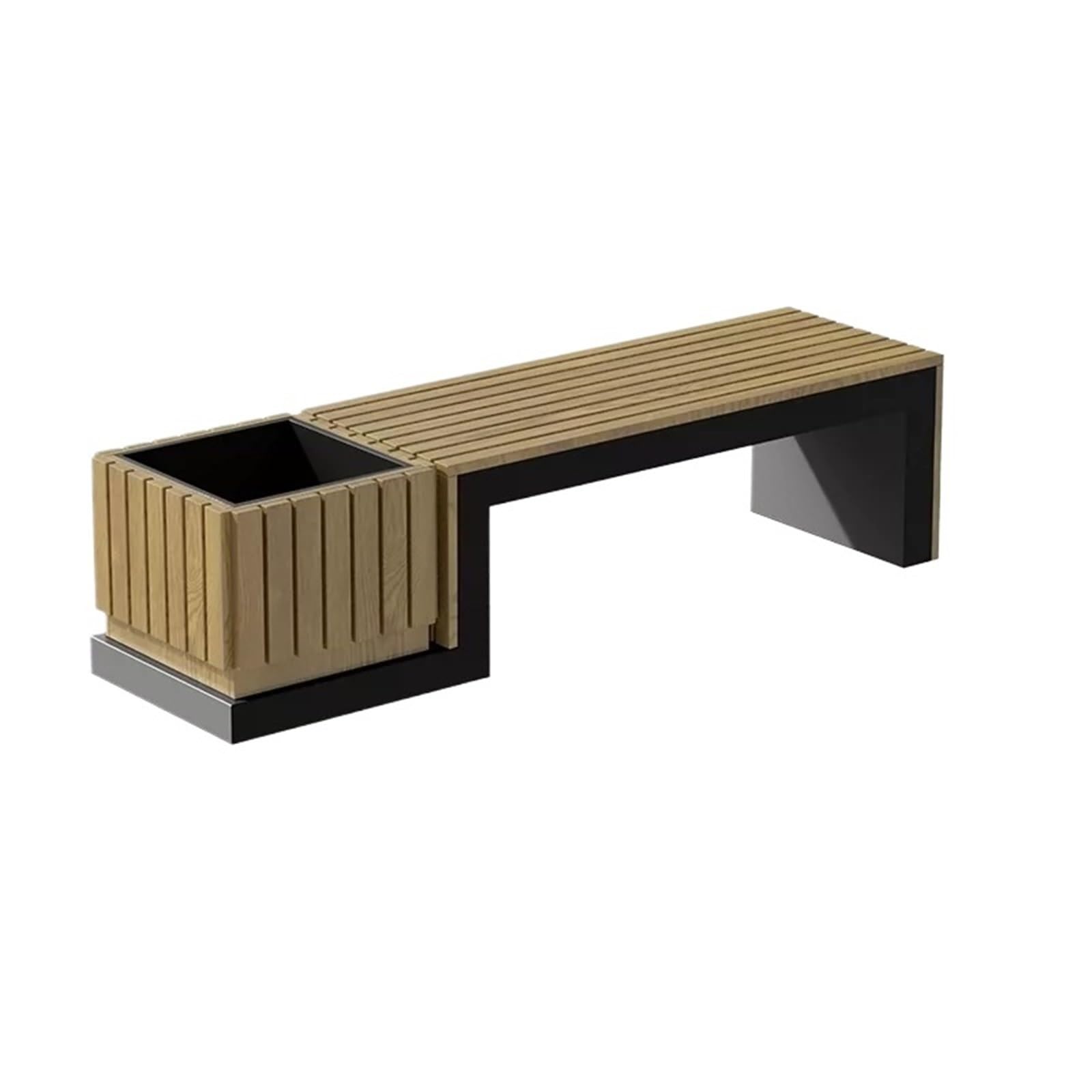 QINGGANG-0224 Garden Trough Planters Landscape Planter Box with Public Bench Seat Combined