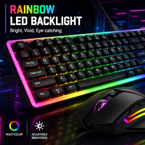 Image of memzuoix Wired RGB Keyboard and Mouse Combo, Full-Size Keyboard with Number Pad and 6400 DPI LED Mouse, 2.4G Plug and Play Keyboard Mouse Set for PC, Laptop, Mac, Office & Gaming, Black