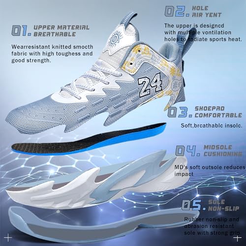 Image of Men's Basketball Shoes Fashionable Breathable Anti Slip Sports Shoes Outdoor Running Fitness Training Shoes