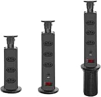 Torre de Tomadas Multiplug 3 Tomadas com Entrada USB e USB-C, Embutida para Mesa Bancada Escritorio, Compativel Carregamento Android e Iphone, Interruptor On/Off, Preta - Premium