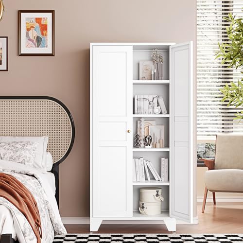Image of Letaya Metal Pantry Kitchen Storage Cabinet,61 inch H Adjustable Shelves,White