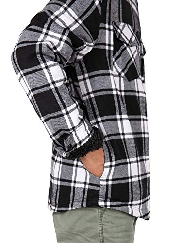 Image of ZENTHACE Mens Sherpa Lined Flannel Shirt Jacket with Hood,Full Zip | All Sherpa Lining,Adjustable Drawstring,4 Utility Pockets,Transitional Weather Layering Coat,Outdoor Walk,Casual Dailywear