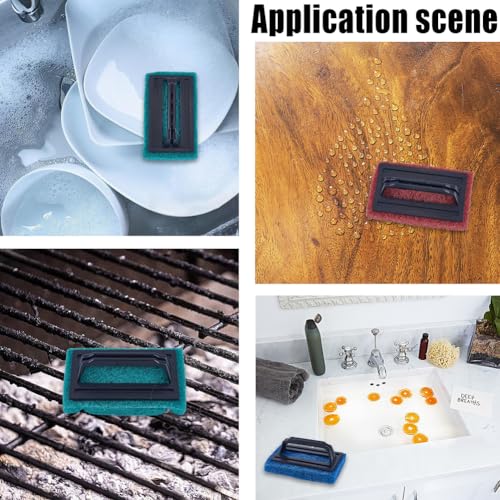 Image of CREATCABIN 3 Pcs Scrubber Pads for Cleaning Handler Scrub Pad Scouring Reusable Heavy Duty Cleaning Sponge Scrub Brush for Grill Bathroom Bathtub Charcoal Gas Grills Cast Iron Cookware 3.5x8.57 Inch