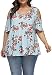 Yowablo Floral Women's Short Sleeve Sweet Size Round Off-Shoulder Tunic Neck Print Plus Plus Size Tops Legging Taille Haute Grande Taille