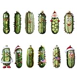 12 Stück Weihnachtsgurke Christbaumschmuck Anhänger Acryl Gurken Weihnachtsbaumschmuck 2D Christmas Pickle Weihnachten Ornamente Anhänger Dekoration (C)
