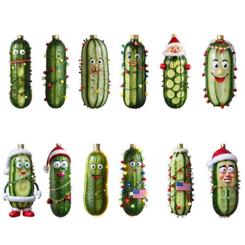 12 Stück Weihnachtsgurke Christbaumschmuck Anhänger Acryl Gurken...