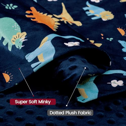 Image of PHF Minky Baby Blanket for Boys, 40x50 Inches Soft Double Layer Baby Blankets with Dotted Backing, Receiving Blanket Bed Throws for Newborn, Infant, Babies, Navy Dinosaur