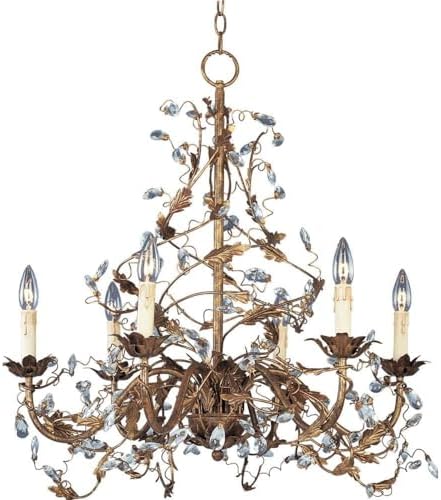 Maxim Elegante-6 Light Chandelier in Leaf style-26.5 Inches Wide by 28.5 inches high-Etruscan Gold Finish -Traditional Inst