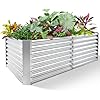 Land Guard 632 ft Galvanized Metal Raised Garden Bed, 2FT Deep Root Elevated Planter Box Steel Large Vegetable Flower Bed Kit(Silver)