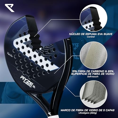 Miniatura 4 de Ryze Chimera Pala De Padel - Carbono Y Fibra De Vidrio - Máxima Control Y Precisión - Raqueta De Padel Ligera 360g - Espuma Eva-15 - Pala Padel Para Hombre Y Mujer - Padel Raqueta Con Funda Incluido