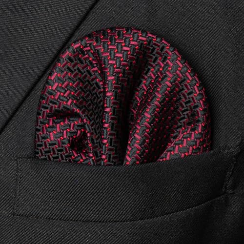 Image of RBOCOTT Mens Woven Tie and Pocket Square with Tie Bar Sets Solid Necktie