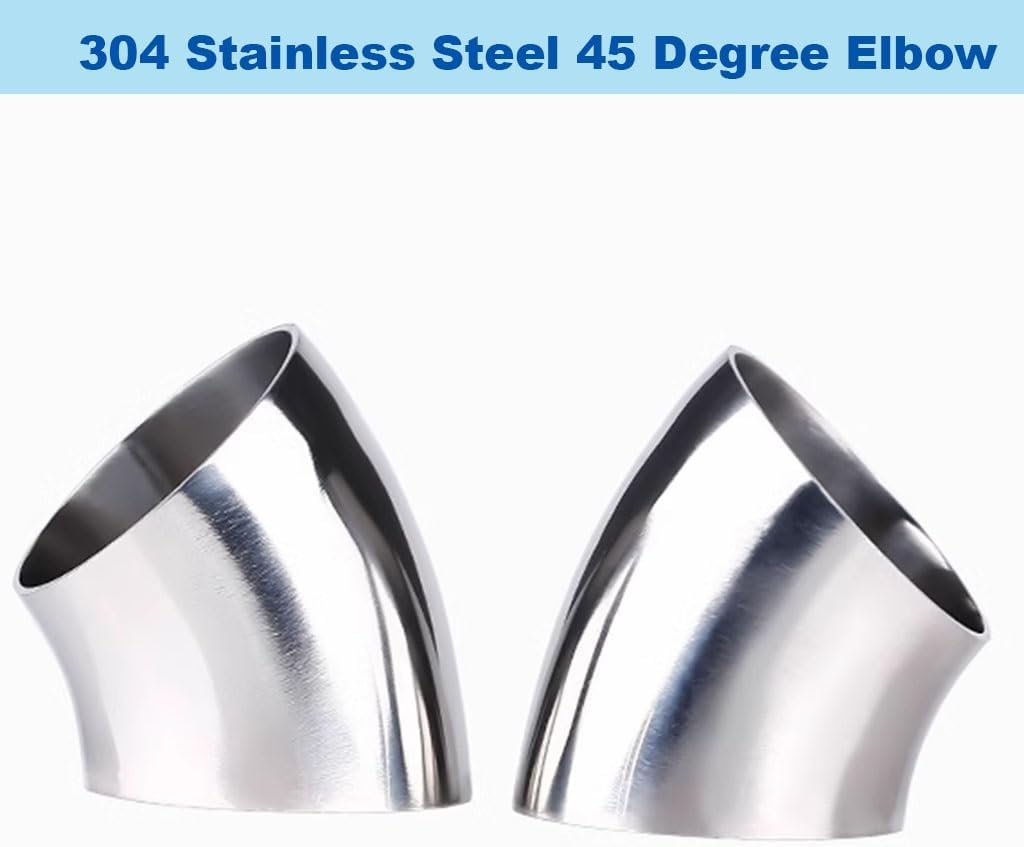 Stainless steel pipe fittings,stainless steel elbow,1pcs 45 Degree Elbow, 19mm 25 32 34 38 45 51 57 63 76 89 102 108 114 133 159mm OD 304 Stainless Steel Welding Elbow Pipe Fitting (Size : 133mm OD)(3