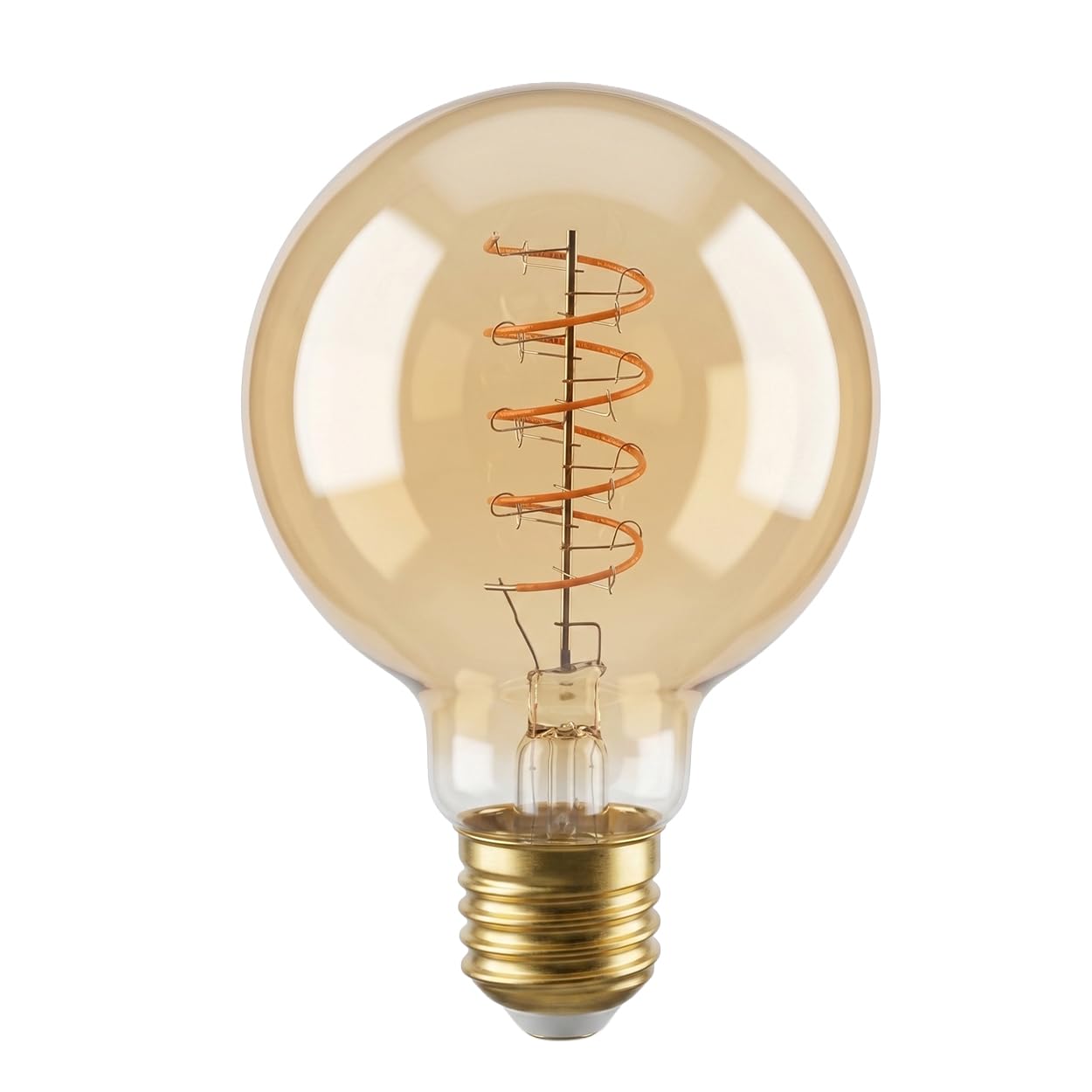 Hofstein E27 LED Warmweiss Vintage Glühbirne E27 6 Watt 2200 K 400 Lumen dimmbares dekoratives Leuchtmittel mit gedrehtem Filament Bernstein Optik für Stimmungsvolle Beleuchtung, 10er Set, G80
