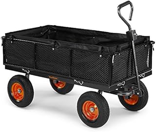 VonHaus Garden Cart  Trolley, Trailer, Truck, Utility Wagon with Wipe Clean Lining, Mesh Panels, Steel Frame, 600kg Weight Capacity  Heavy Duty for Outdoors, Festivals, Tools, Plants, Logs, Camping