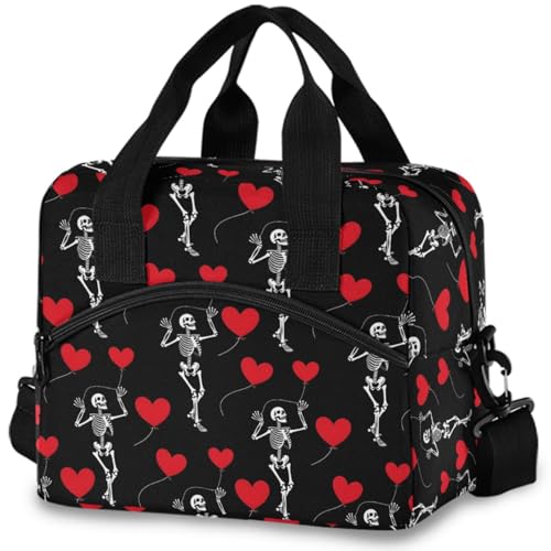 Mnsruu Insulated Lunch Bag Romantic Skull Gothic Lunch Bag Women Lunch Tote Men Lunch Cooler Bag Reusable Leakproof Lunch Box For Work School