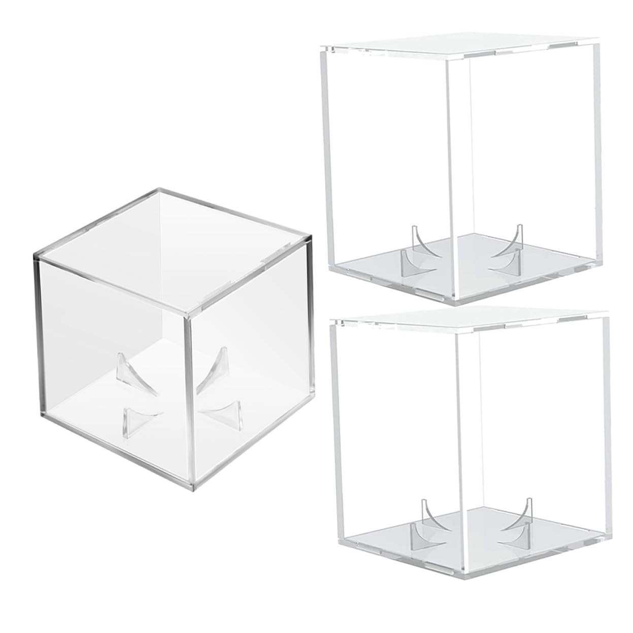Gatuida Vitrinas de Acrílico Transparentes con Soporte Estable para Exhibir Béisbol y Balones Firmadas, Caja Cuadrada de 3 Piezas para Colección y Almacenamiento