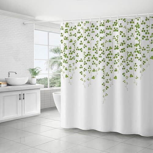 FAIRYGATE Garden Shower Curtain Outdoor Green Leaves Shower Curtains Leaf Plant Bathroom Curtain Waterproof Mildew & Mould Resistant Polyester Fabric Bath Curtain with 12 Hooks B9415