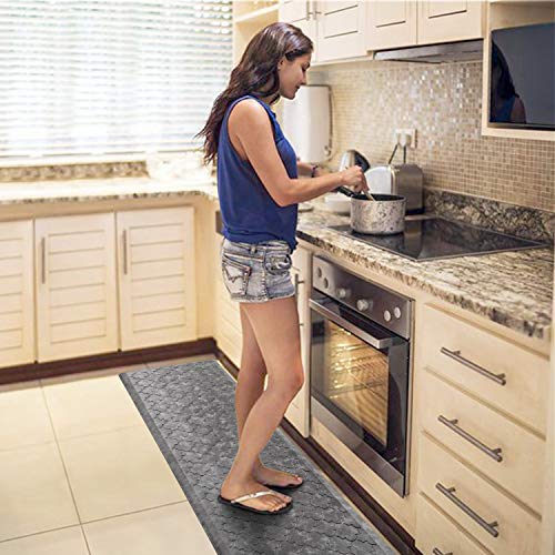 Wiselife Kitchen Mat Cushioned Anti Fatigue Floor Mat,17.3"X60", Thick Non Slip Waterproof Kitchen Rugs And Mats,Heavy Duty Foam Standing Mat For Kitchen,Floor,Home,Office,Desk,Sink,Laundry, Grey #TOP5