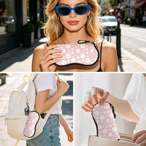 Image of Sunglasses Soft Case, Cute Ultra Light Portable Neoprene Zipper Eyeglass Glasses Case with Belt Clip for Men Women