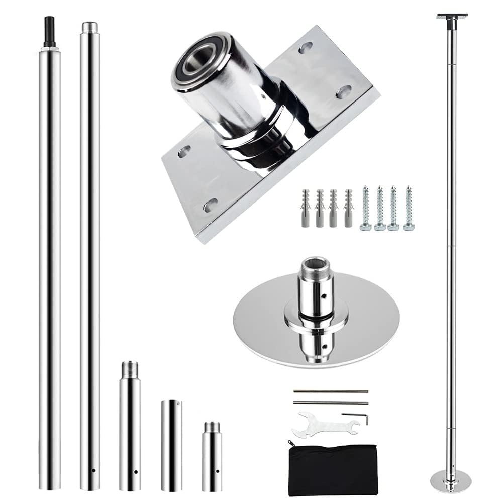 PRIORMAN Height Adjustable Permanent Dance Pole with Fixed Plate Enhanced Safety and Stability for Home Dancing