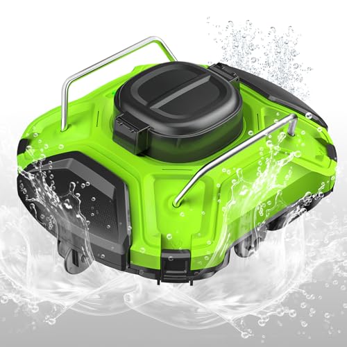 Cordless Robotic Pool Cleaner, Dual-Motor Vacuum with 25° Slope Climbing for Pools up to 915 sq ft, UL & CSA Certified, 120 Mins Long Running Time, Automatic Self-Parking, Powerful Suction