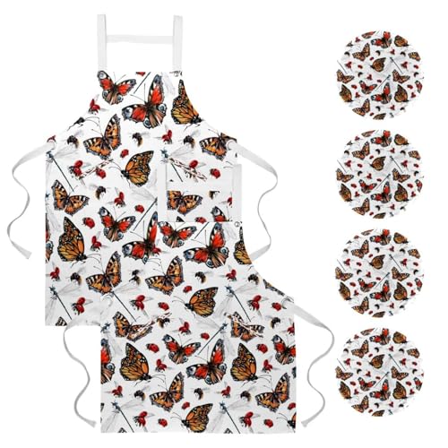 Tablier de serveuse pour cuisine et pâtisserie à motifs libellules