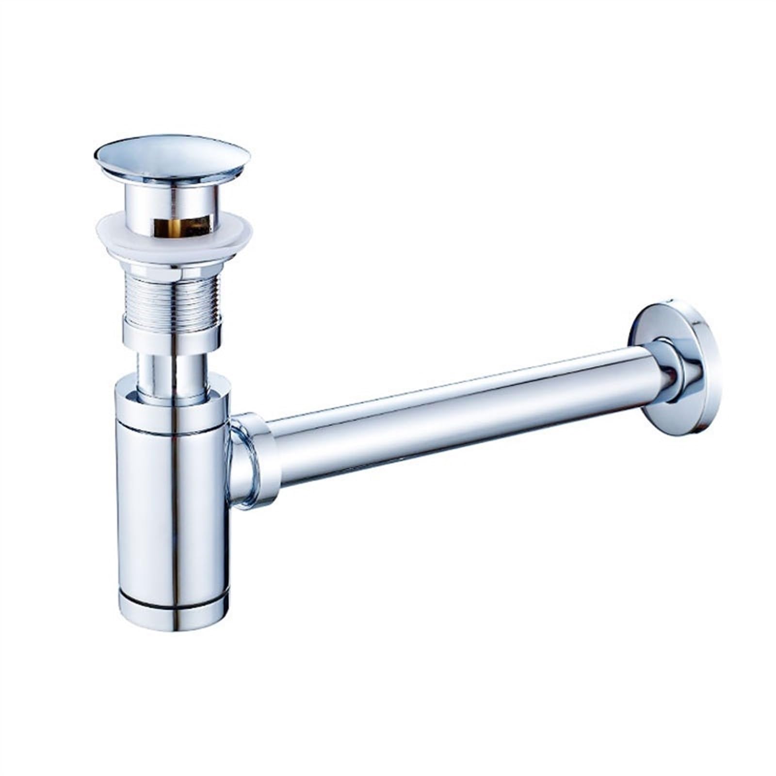 Trampa for Botella de Lavabo de baño, tapón de Drenaje emergente con desbordamiento, Kit de Drenaje de Fregadero, sifón, Drenaje de residuos Cromado.(No-Overflow Drain)