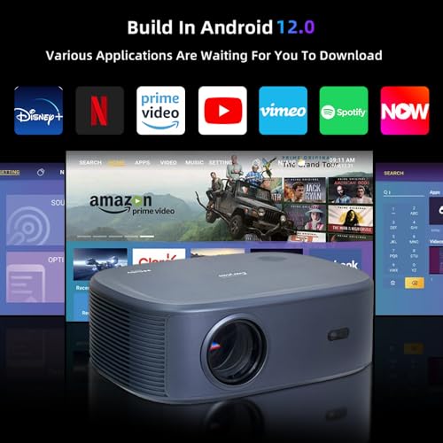 Image of Dolby Digital Certified TOPTRO Q11 Max Projector 4K Ultra HD Support, 34000 Lumen (3000 ANSI) HDMI ARC, 1080p Native, Auto (Focus+Keystone) Android 12, 2G RAM 64G YouTube Hotstar Prime Net - Flix