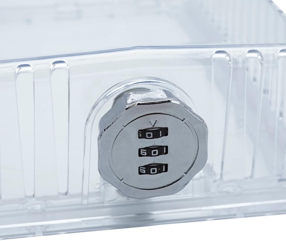 Clear Universal Thermostat Cover Guard With Combination Lock Box, Thermostat Guard For Residential, Hotel, Business, 9 x 8.5 x 2.5