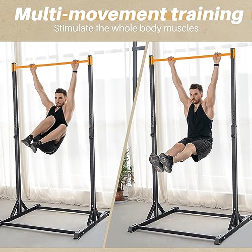 Image of Bongkim Power Tower Portable Pullup Bar Station, Pull Up Bar for Home Gym, Pull Up Tower Station 330LBS (Orange)