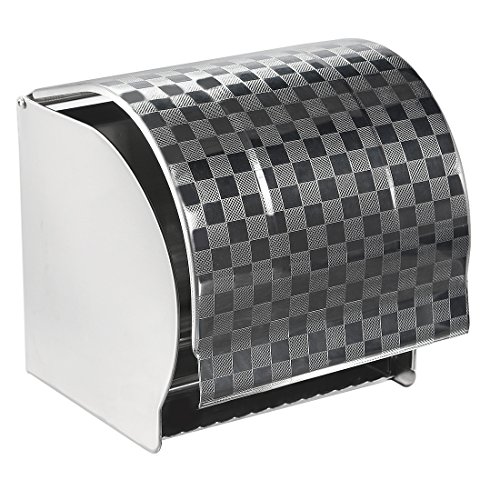 Aexit 125mmx122mmx125mm 201 Uchwyt na papier toaletowy ze stali nierdzewnej z pokrywą w kolorze srebrnym(Porte-papier hygiénique en acier inoxydable 201, 125 mm x 122 mm x 125 mm, avec couvercle, coul
