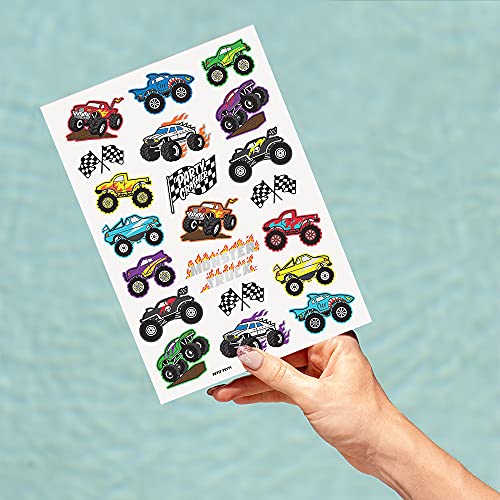 Xo, Fetti Monster Truck Party Supplies Temporary Tattoos - 42 Metallic Styles | Trucks, Big Cars, Finish Lines + Flames #TOP3